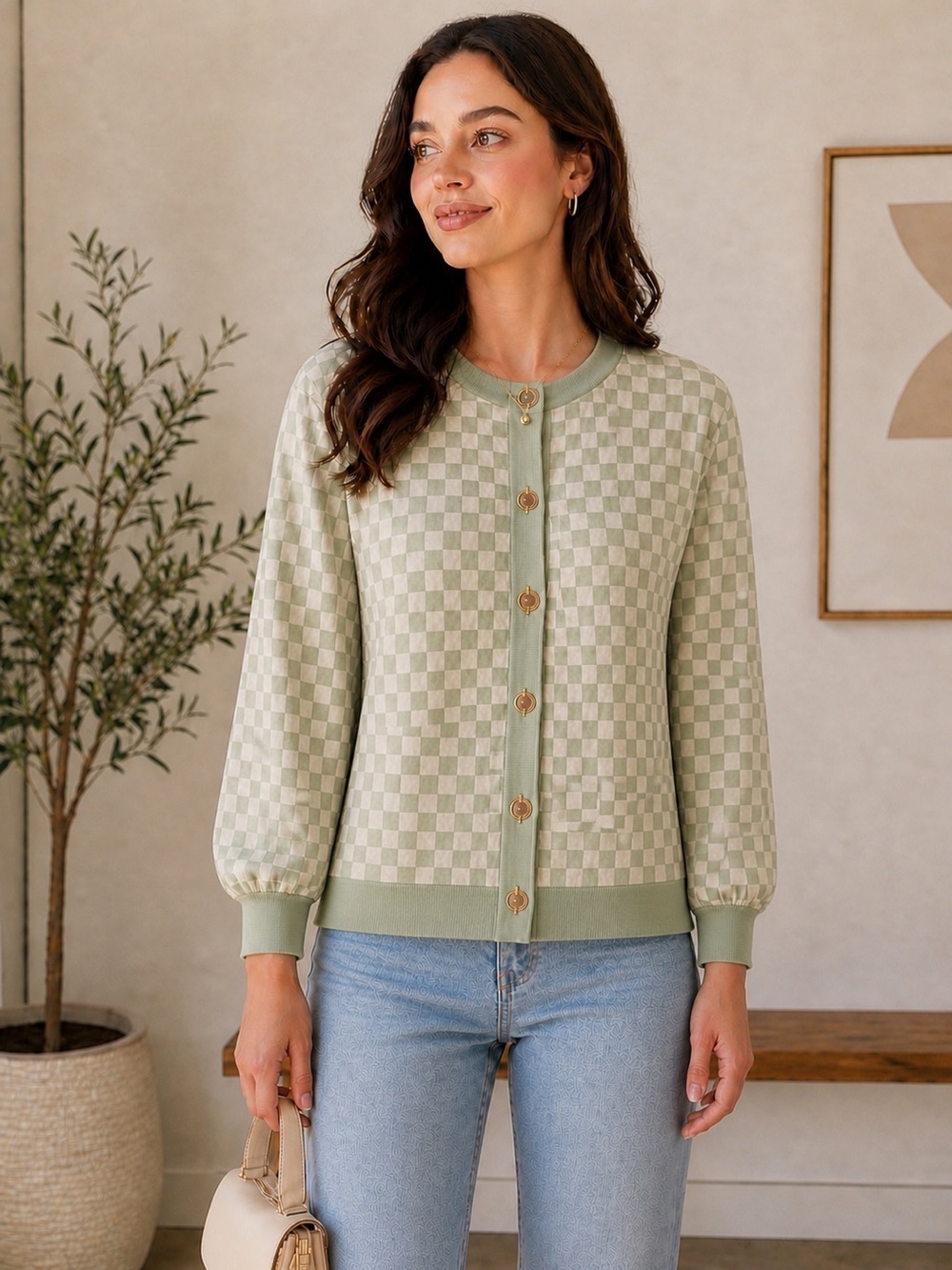 Aleeza Paris Checked Cardigan